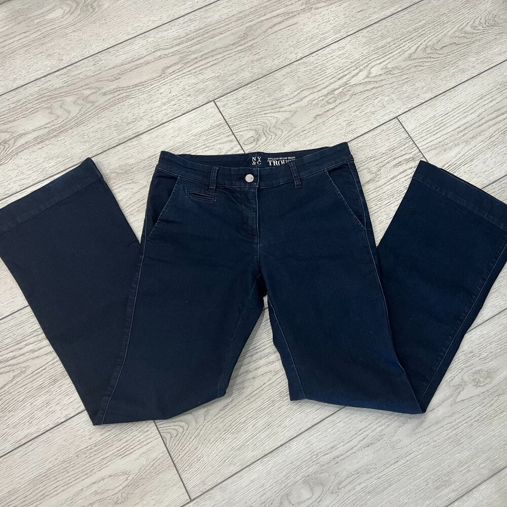 NY&CO WOMEN'S Sits Just Below Waist Trouser Flare Blue Jeans Size 4